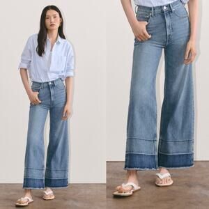 Everlane The Sailor Wide Leg Jeans Raw Hem Womens Size 27